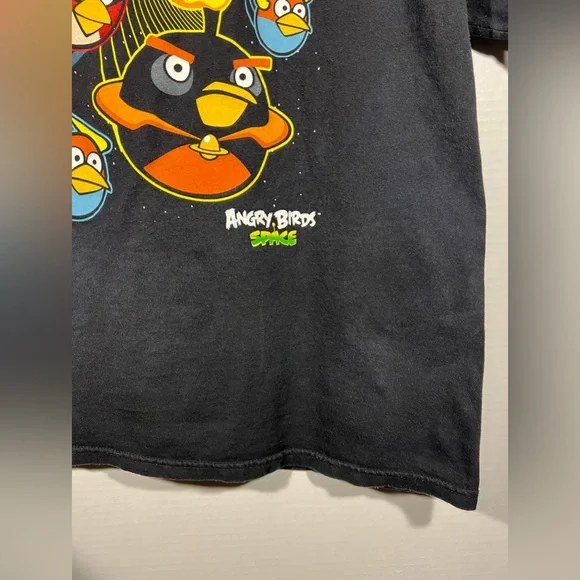 Y2K Angry Birds Space Anim Cartoon Graphic T Shirt Size Large Black S/S - Picture 7 of 13